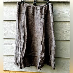 Eileen Fisher grayish brown linen skirt size Small